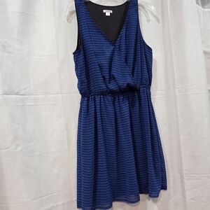 Whimsigoth Black Blue Sheer Overlay Faux Wrap Mini Dress Sz L Gothcore Boho Chic